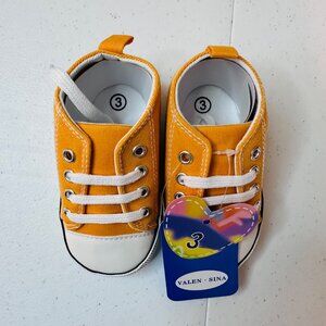 Baby Boy Baby Girl Shoes Orange Canvas High Top Sneakers Baby Size 3